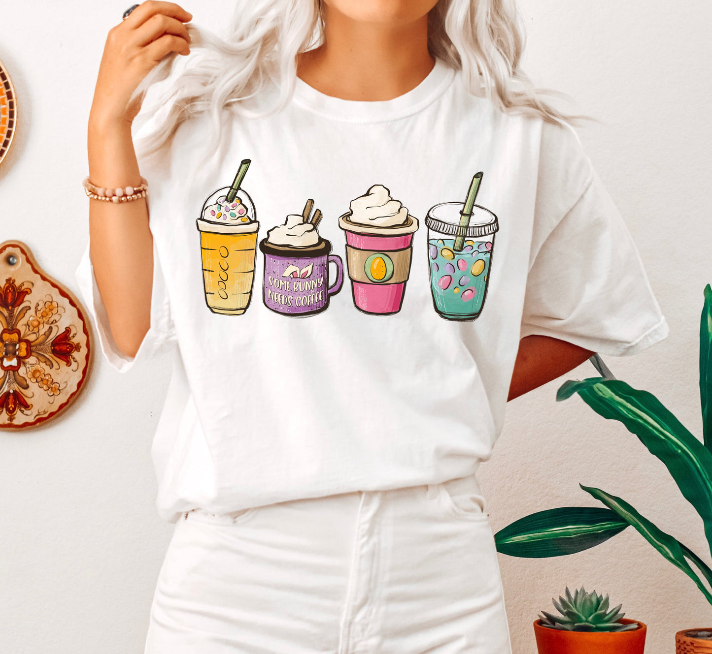 Some Bunny Needs Coffee Easter Comfort Colors Tshirt