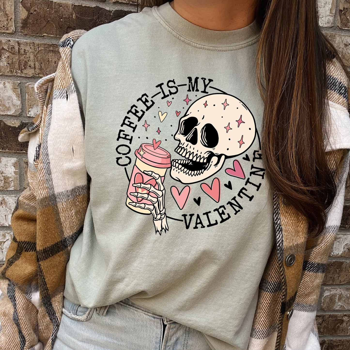 Coffee Is My Valentine, Skeleton, Caffeine, Comfort Colors Tshirt, Valentine's Day