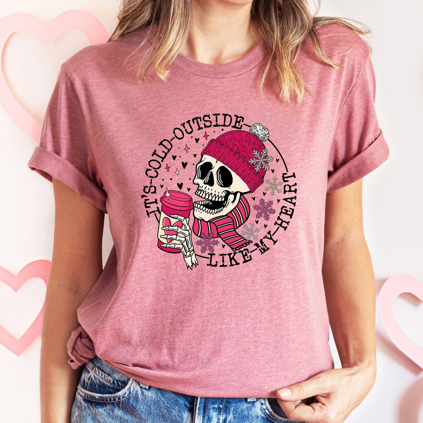 It's Cold Outside, Skeleton, Heart, Super Soft Tshirt, Valentine's Day