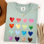 Colorful Hearts, Rainbow, Love, Comfort Colors Tshirt, Valentine's Day
