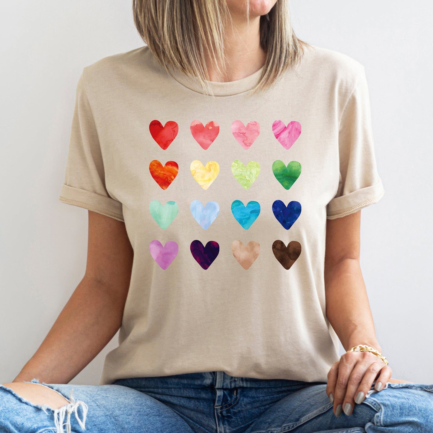 Colorful Hearts, Rainbow, Love, Super Soft Tshirt, Valentine's Day