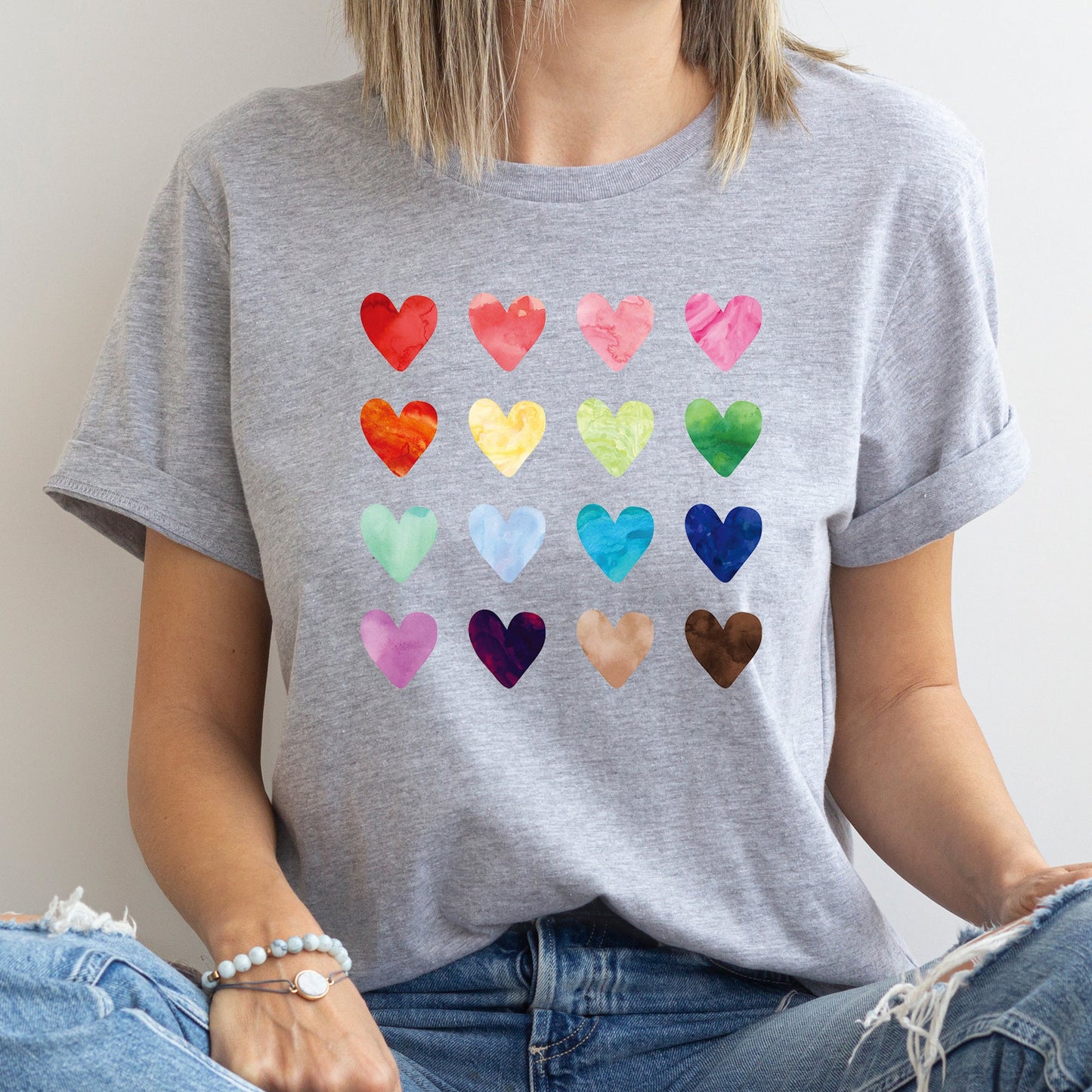 Colorful Hearts, Rainbow, Love, Super Soft Tshirt, Valentine's Day