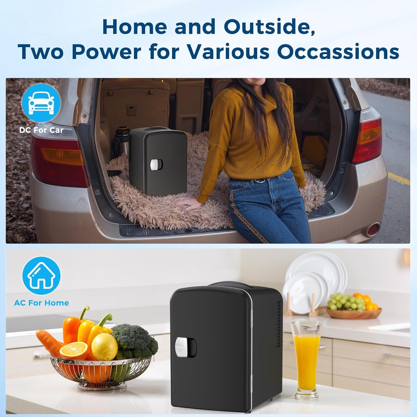 Compact Refrigerator, Portable Mini Fridge, Skin Care 4L Capacity/6 Cans F3404