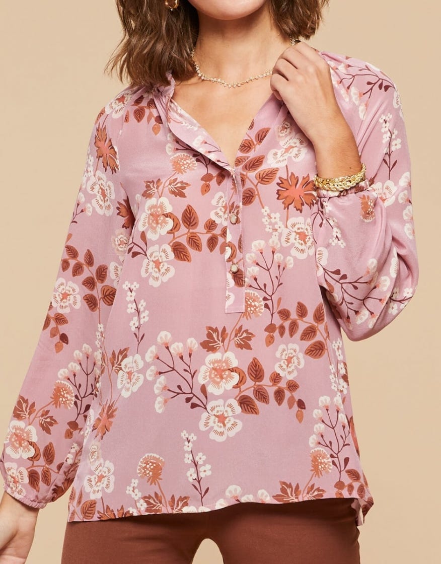 Cora Silk Blouse - Lucas Theater Wildflower Mauve