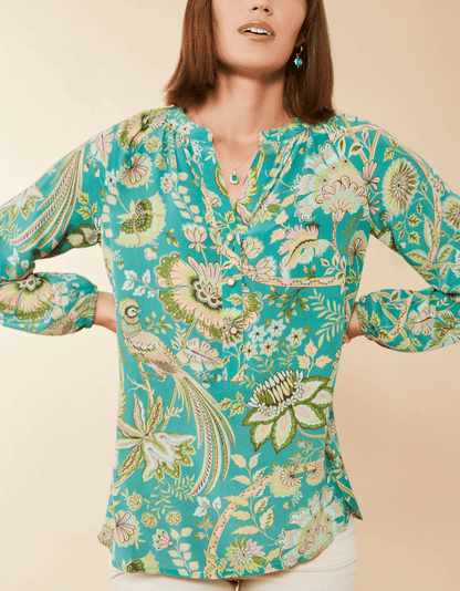 Cora Silk Blouse Mystic Moss Bird