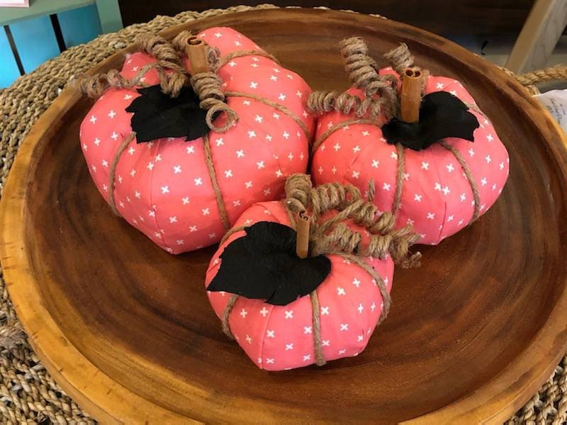 Coral Criss Cross Fabric Pumpkin- 3 Sizes