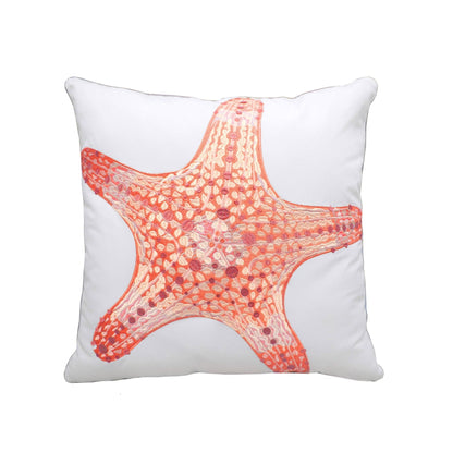 Coral Embroidered Starfish Indoor/Outdoor Pillow
