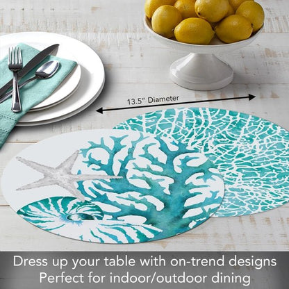 Coral Life Reversible Round Plastic Placemat