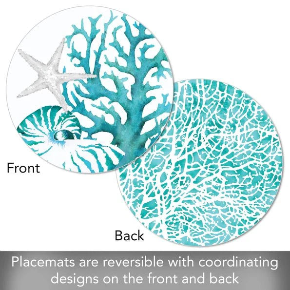 Coral Life Reversible Round Plastic Placemat