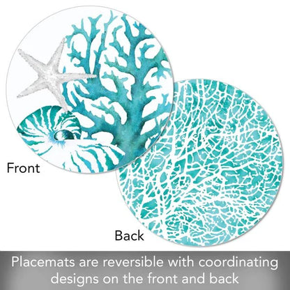 Coral Life Reversible Round Plastic Placemat