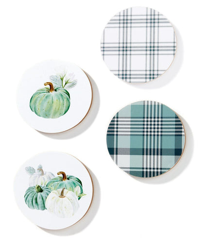 Cork Back Pumpkin Coasters- Set of 4