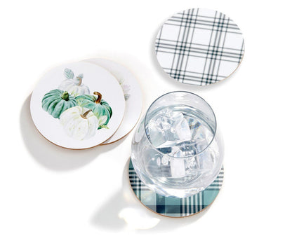 Cork Back Pumpkin Coasters- Set of 4