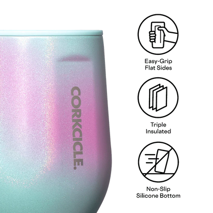 Corkcicle Stemless 12 oz Wine - Pink & Teal Shimmer