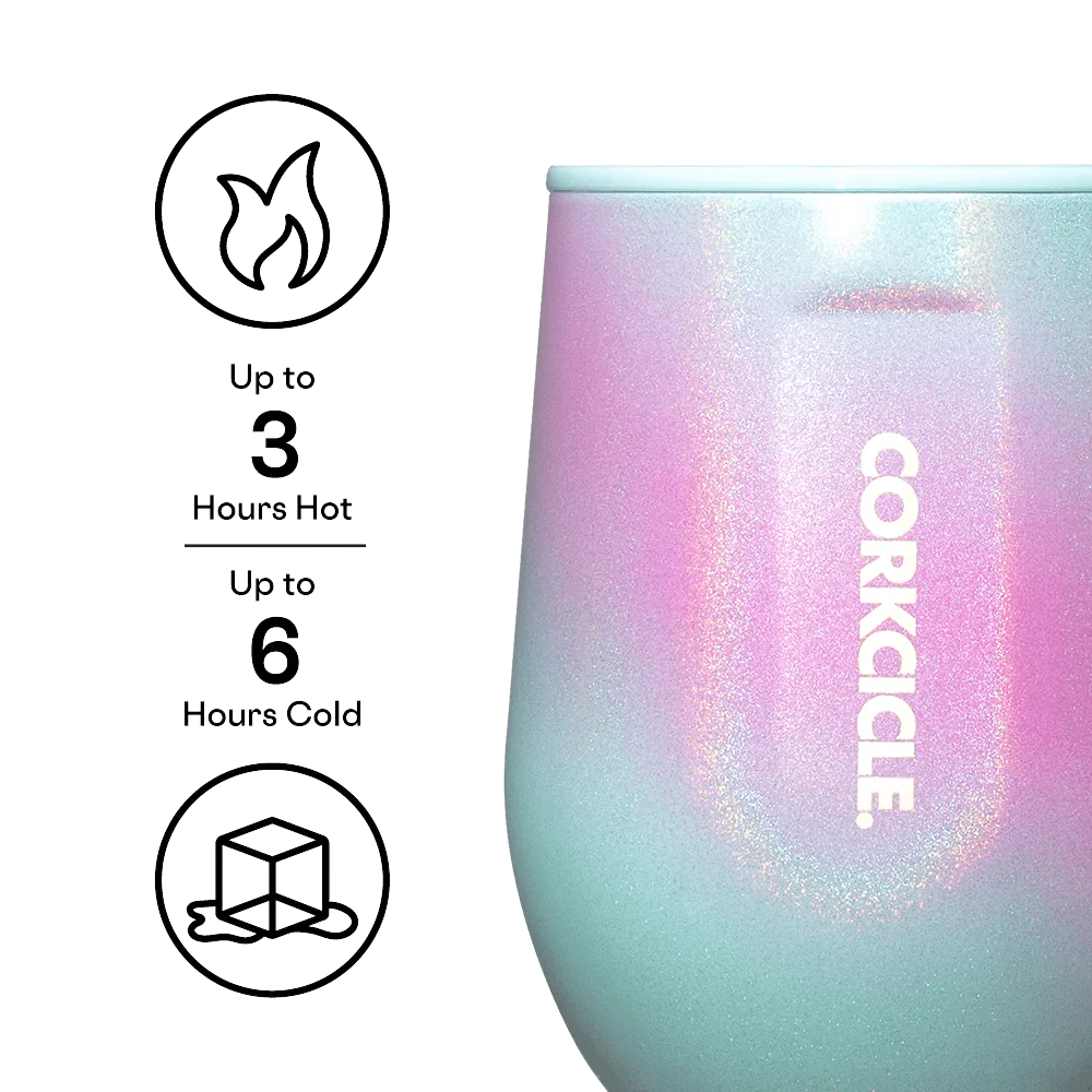 Corkcicle Stemless 12 oz Wine - Pink & Teal Shimmer
