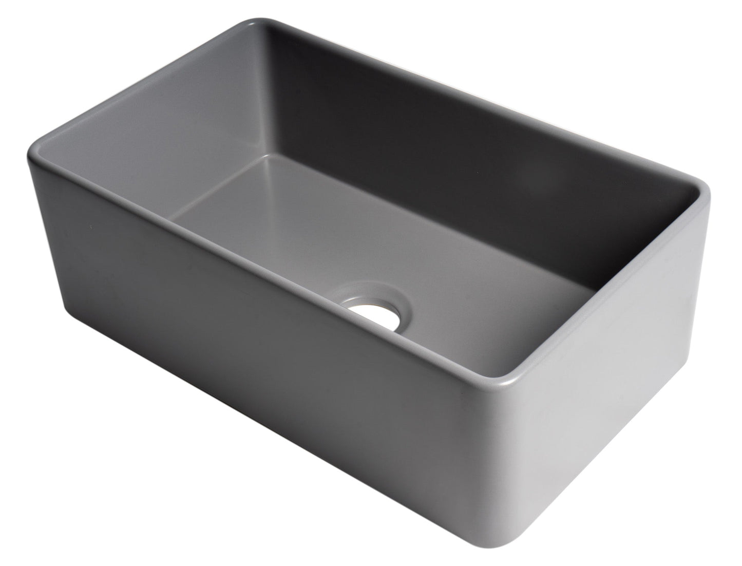 ALFI brand ABF3018 Smooth Apron 30" x 18" Single Bowl Fireclay Farm Sink
