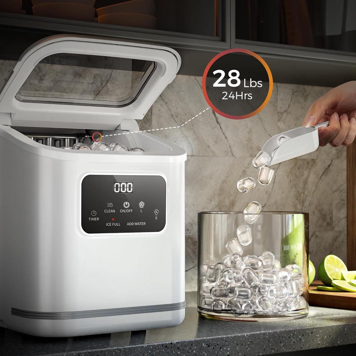 Countertop Ice Maker 9 Bullet Ice Cubes in 6 Mins,  Z5812K