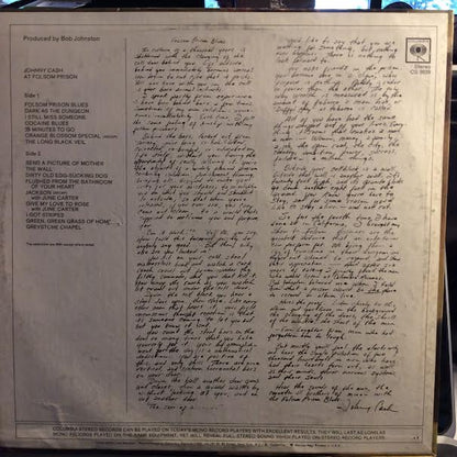 At Folsom Prison (VINYL) | Excellent+ (EX+) Very Good (VG)