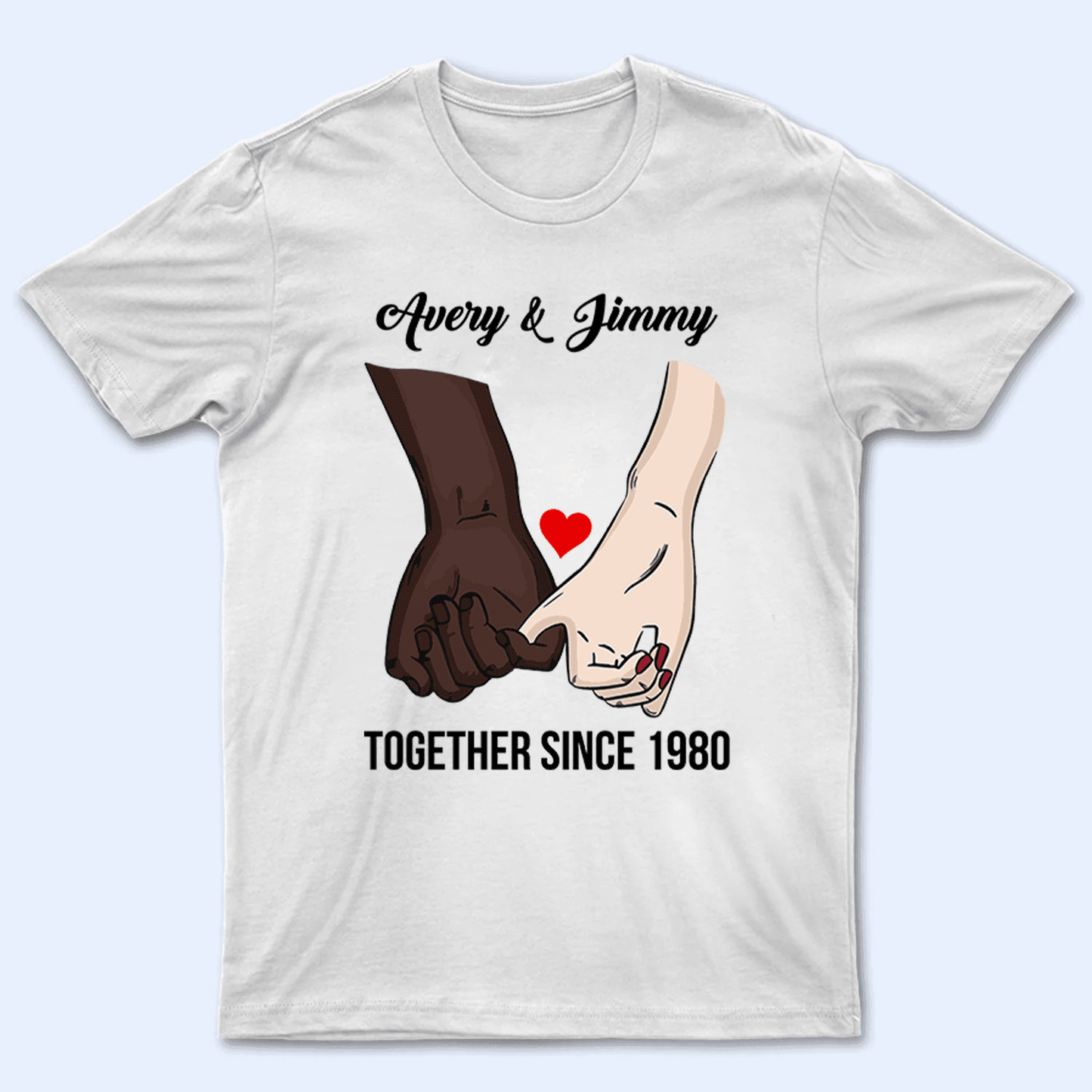 Couple Hand | Personalized Custom Gift For Couples, Valentine, Anniversary, Husband Wife, Girlfriend, Boyfriend, Her/Him | Tshirts