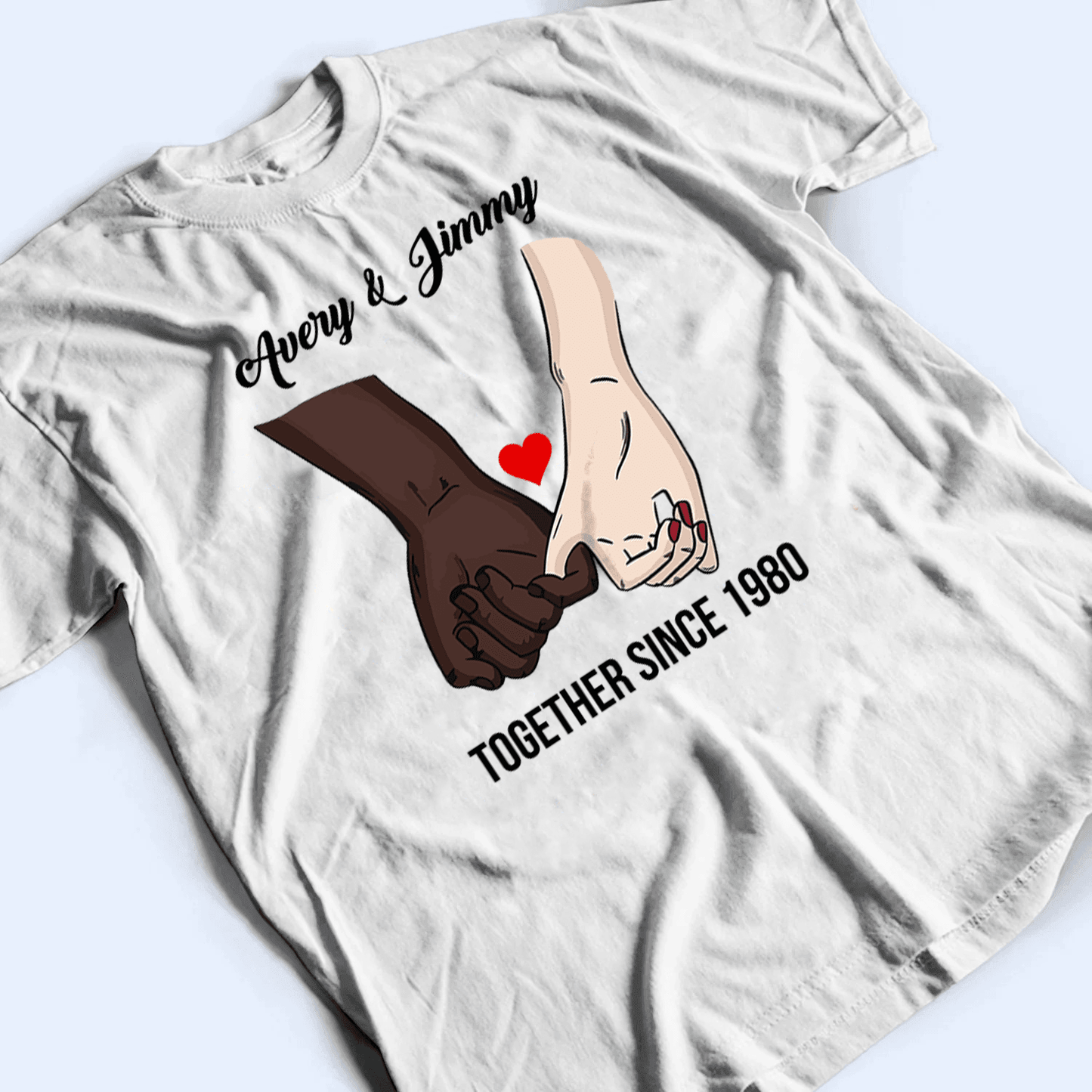Couple Hand | Personalized Custom Gift For Couples, Valentine, Anniversary, Husband Wife, Girlfriend, Boyfriend, Her/Him | Tshirts
