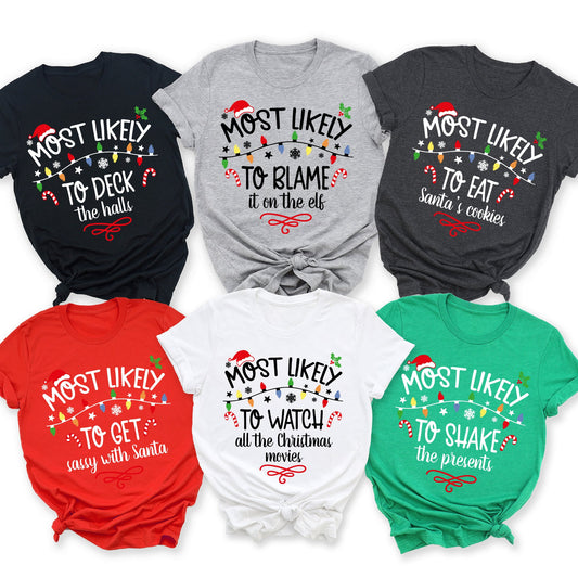 Most Likely To Christmas Family Tees - 60 Designs! Comfort Colors T-Shirt
