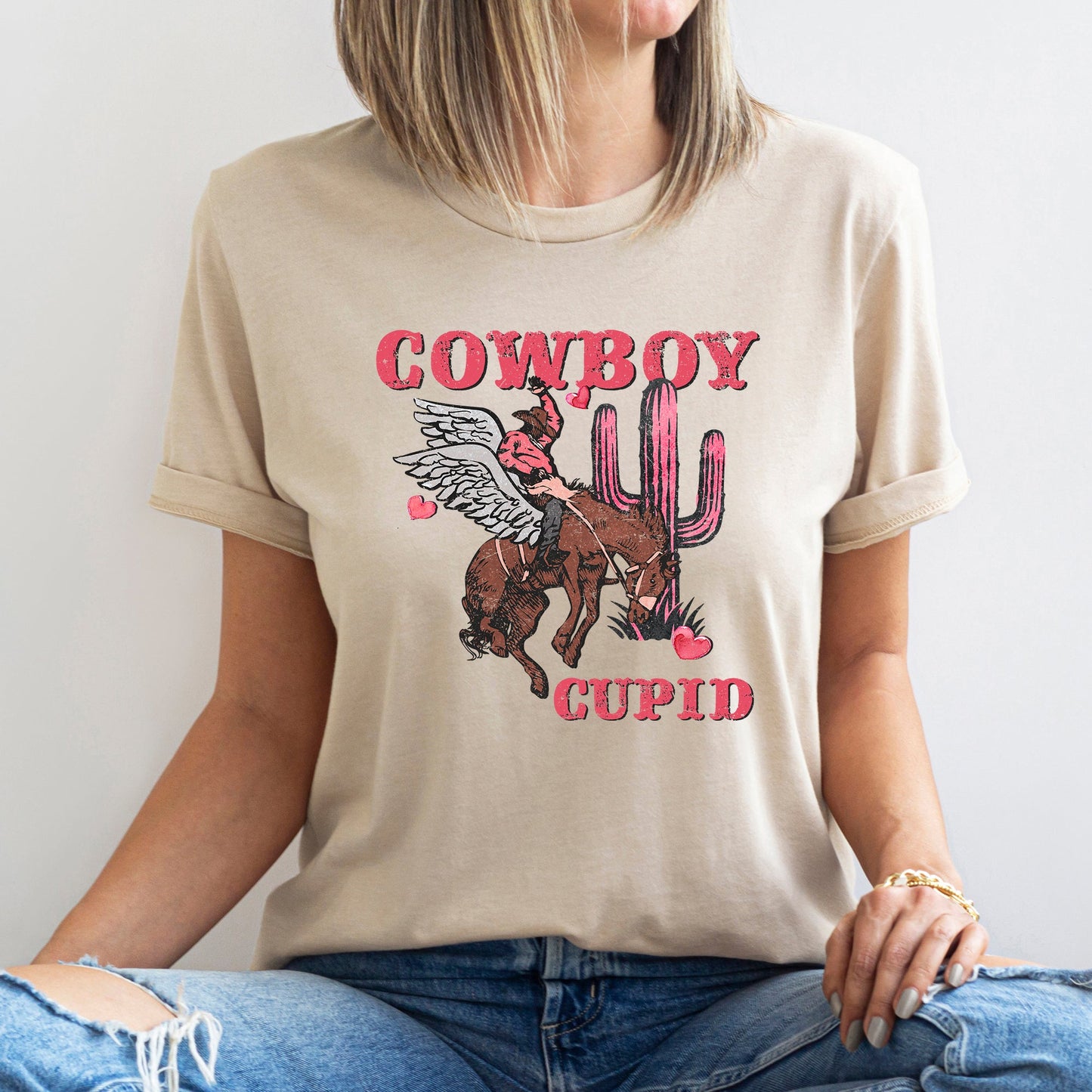 Cowboy Cupid, Horse, Western, Country, Super Soft Tshirt, Valentine's Day