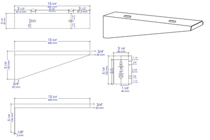 ALFI brand  AB4048BR Wall Mount Installation Brackets for Concrete Sink ABCO40R and ABCO48R