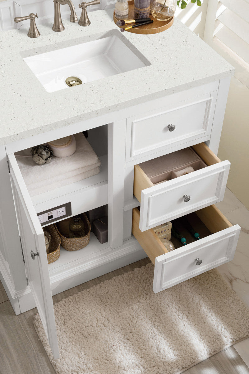 De Soto 36" Single Vanity Cabinet, Bright White