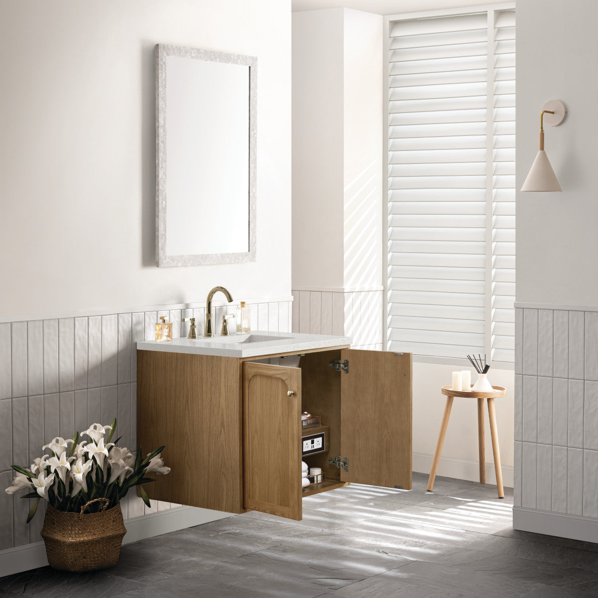 Laurent 30" Single Vanity Cabinet, Light Natural Oak