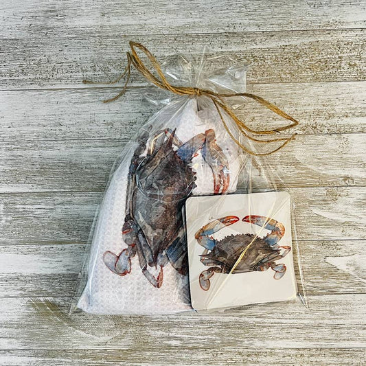 Crab Towel and Coasters