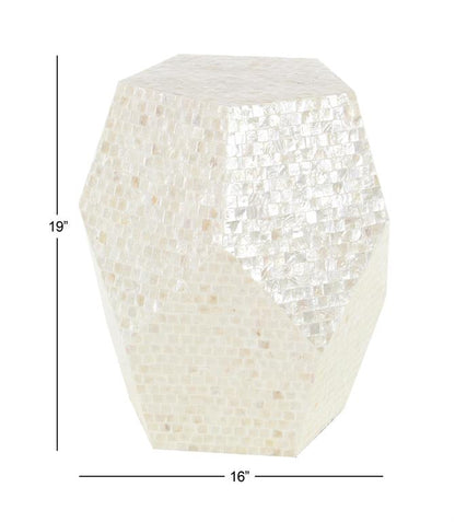 Cream Mother of Pearl Shell Handmade Side End Accent Table