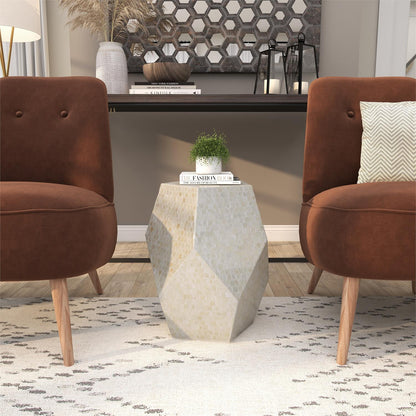 Cream Mother of Pearl Shell Handmade Side End Accent Table