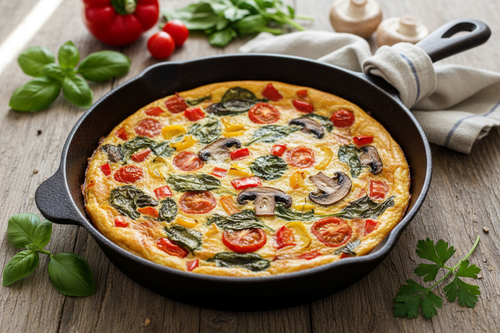 create an image for Rustic Vegetable Frittata Recipe - Digital Download