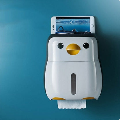 Creative Penguin Toilet Roll Paper Holder Waterproof Wall Mounted