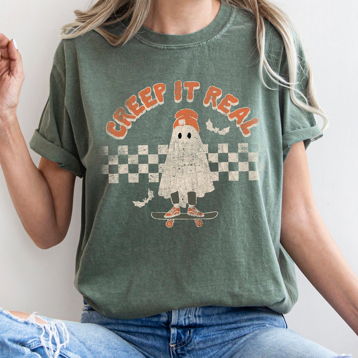 Creep It Real Retro Ghost Halloween Comfort Colors Tshirt
