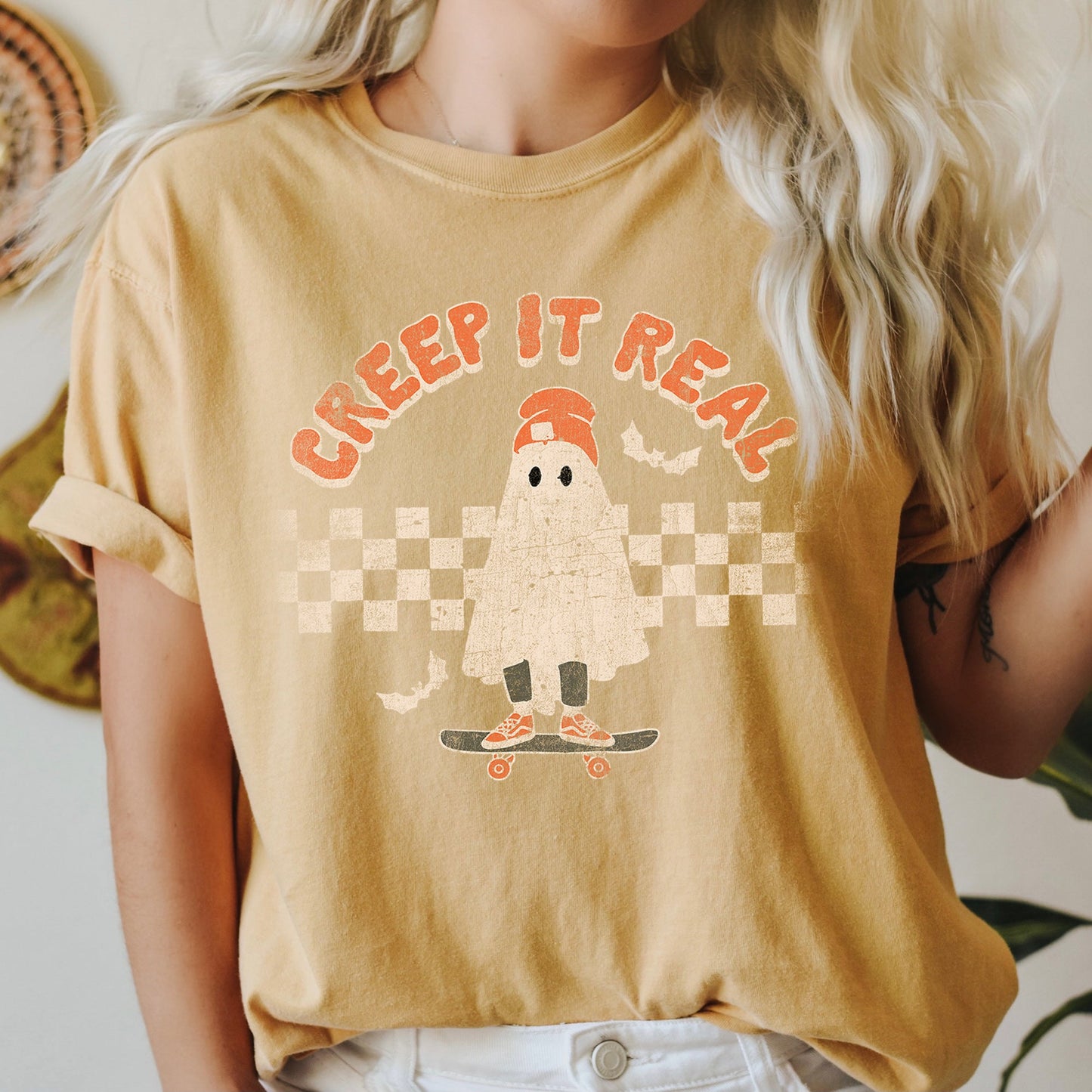 Creep It Real Retro Ghost Halloween Comfort Colors Tshirt