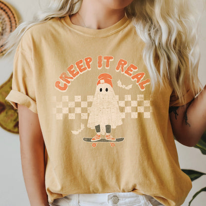 Creep It Real Retro Ghost Halloween Comfort Colors Tshirt