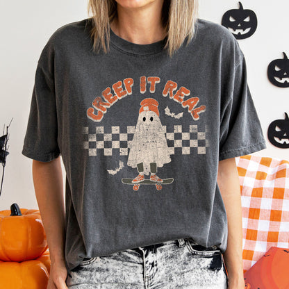 Creep It Real Retro Ghost Halloween Comfort Colors Tshirt