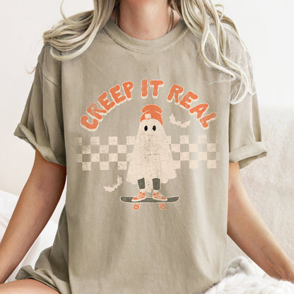 Creep It Real Retro Ghost Halloween Comfort Colors Tshirt
