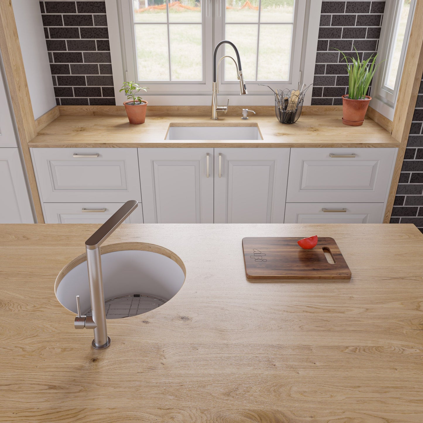 ALFI brand ABF2718UD 27" x 18" Fireclay Undermount / Drop In Firelcay Kitchen Sink