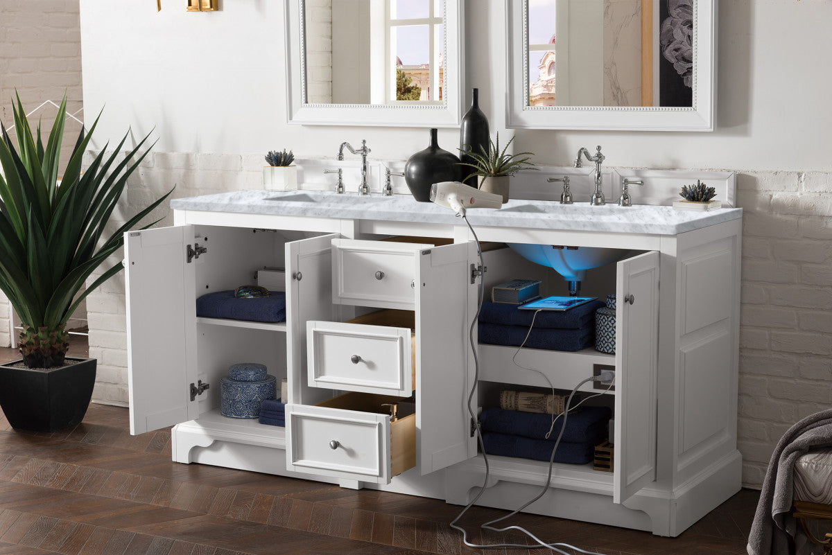 De Soto 72" Double Vanity Cabinet, Bright White