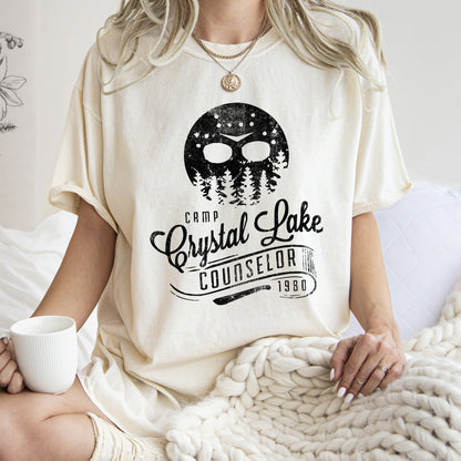 Camp Crystal Lake Counselor Retro Halloween Comfort Colors Tshirt