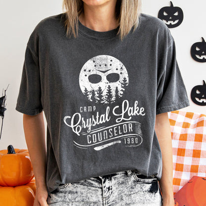 Camp Crystal Lake Counselor Retro Halloween Comfort Colors Tshirt