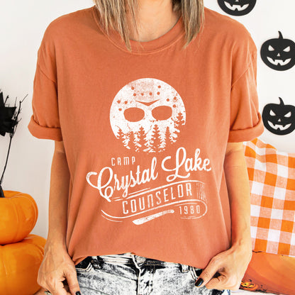 Camp Crystal Lake Counselor Retro Halloween Comfort Colors Tshirt