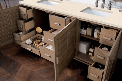 Portland 72" Double Vanity Cabinet, Whitewashed Walnut