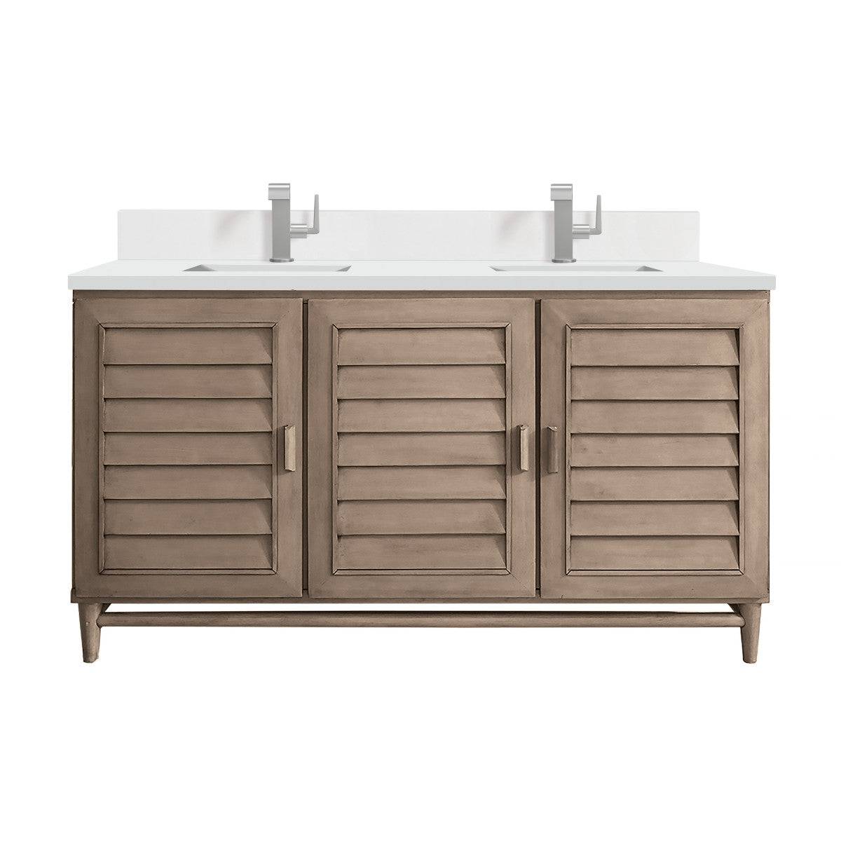 Portland 60" Double Vanity Cabinet, Whitewashed Walnut