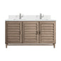 Portland 60" Double Vanity Cabinet, Whitewashed Walnut