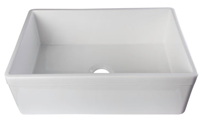 ALFI brand AB511 AB511-W White 30" Decorative Lip Apron Single Bowl Fireclay Farmhouse Kitchen Sink