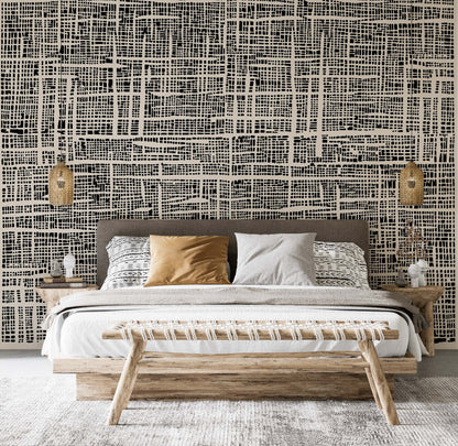 Black and beige Plaid wallpaper | Kitchen + Metal
