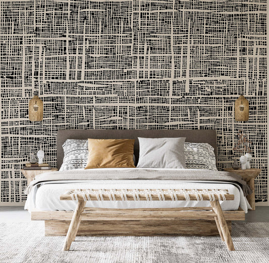 Black and beige Plaid wallpaper | Kitchen + Metal