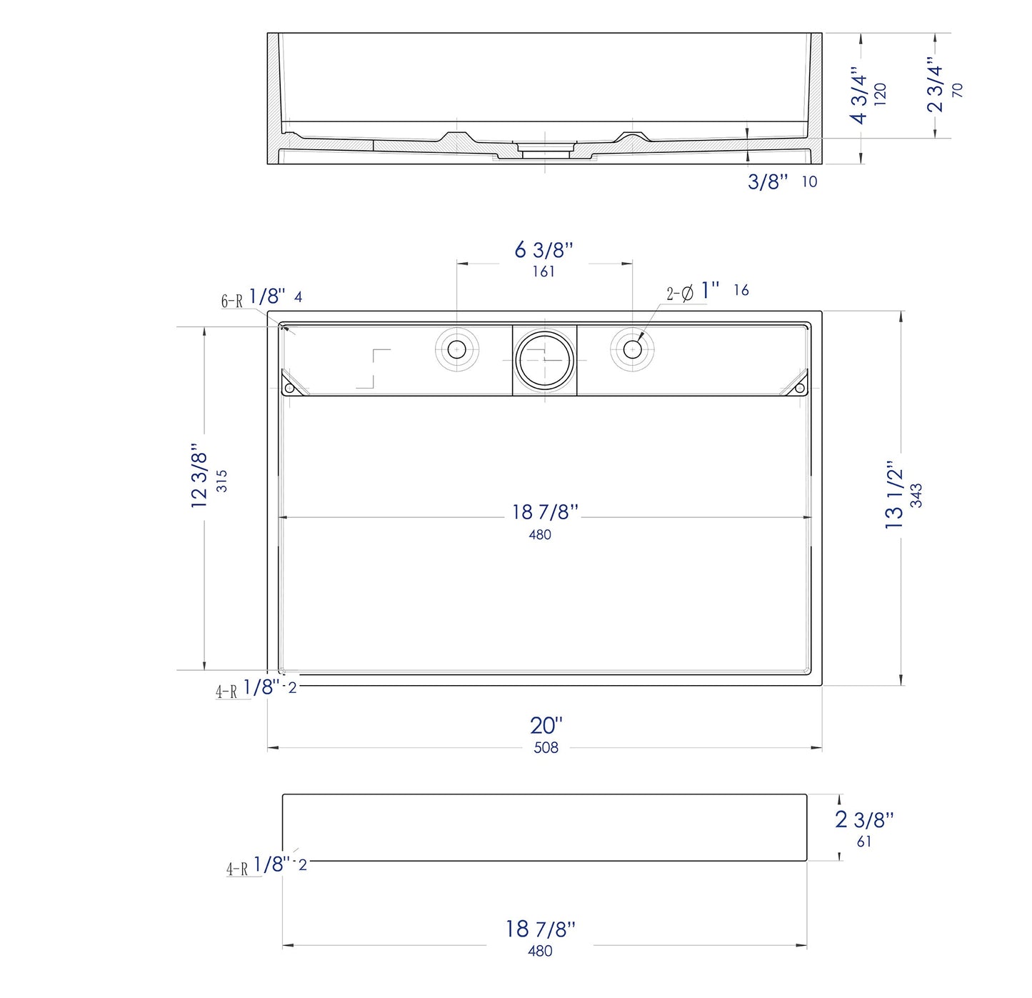 ALFI brand  ABRS2014 20" x 14" White Matte Solid Surface Resin Sink